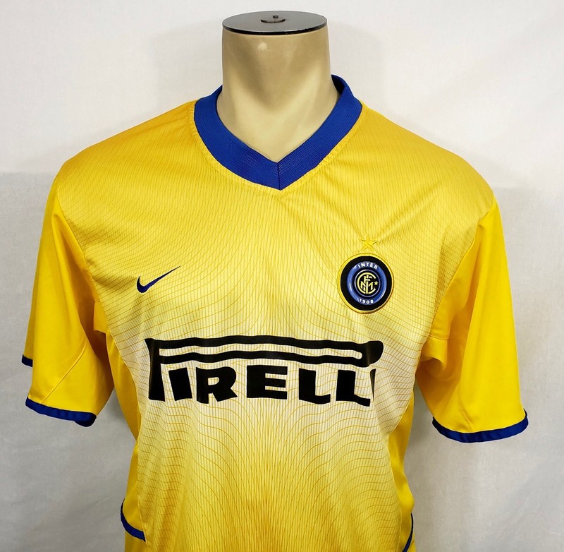Vtg 2002-03 Nike Inter Milan yellow soccer football 3rd