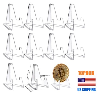 10x Mini Clear Acrylic Easel Stands Coin Display Easel Holder 2.25 Inch Durable