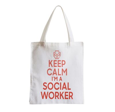 Sac en Tissu Keep Calm I'm a Social Worker Parodie Job Blague Job