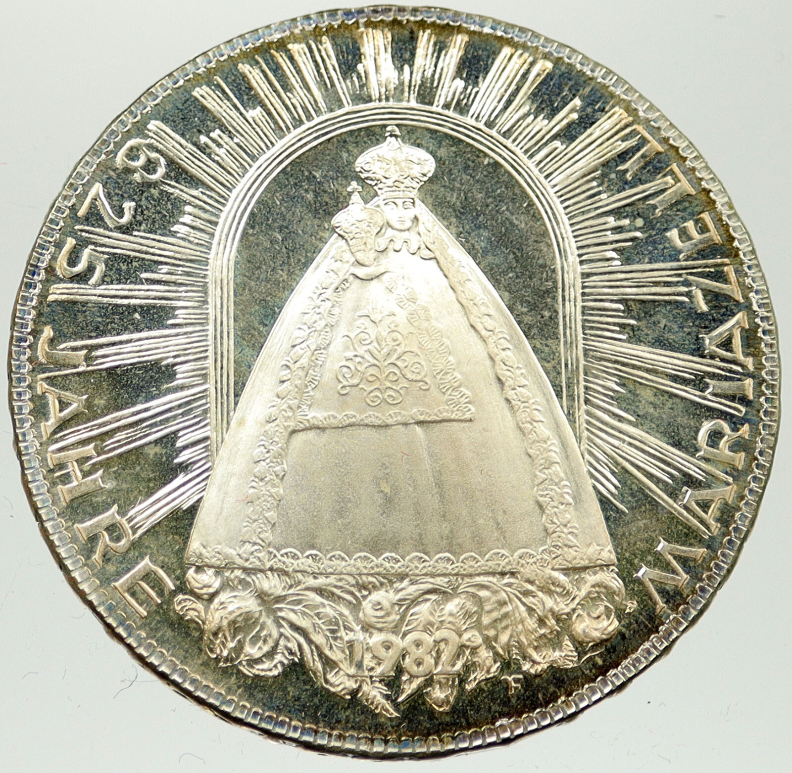 1982 AUSTRIA Proof Silver 500 Schilling MARY JESUS Mariazell
