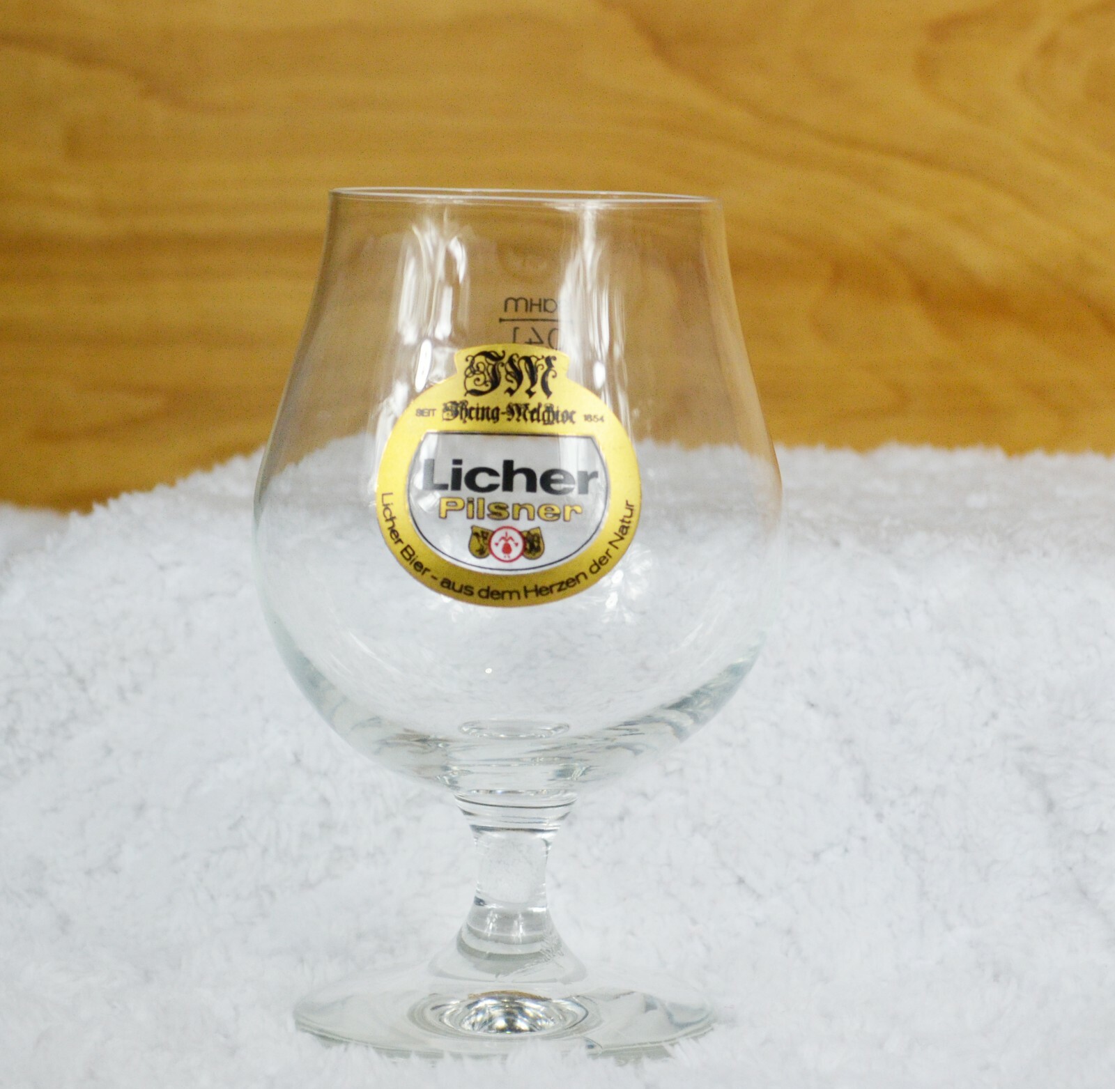LICHER PILSNER PREMIUM BIER German Logo 0.4l VEBA Pedestal Beer Glass Germany