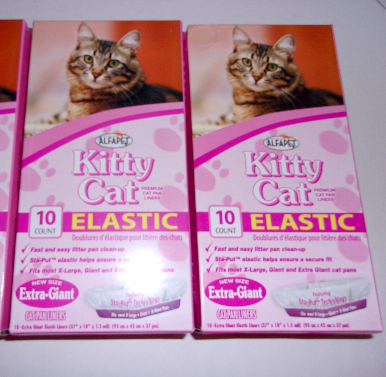 Alfapet Elastic Cat Litter Box Pan Liners Extra Giant 10 Count Boxes 4 Packs