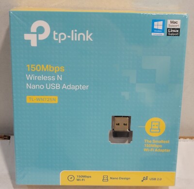 TP-Link TL-WN725N 150Mbps Nano USB Wi-Fi Adapter Wireless Windows Mac Linux