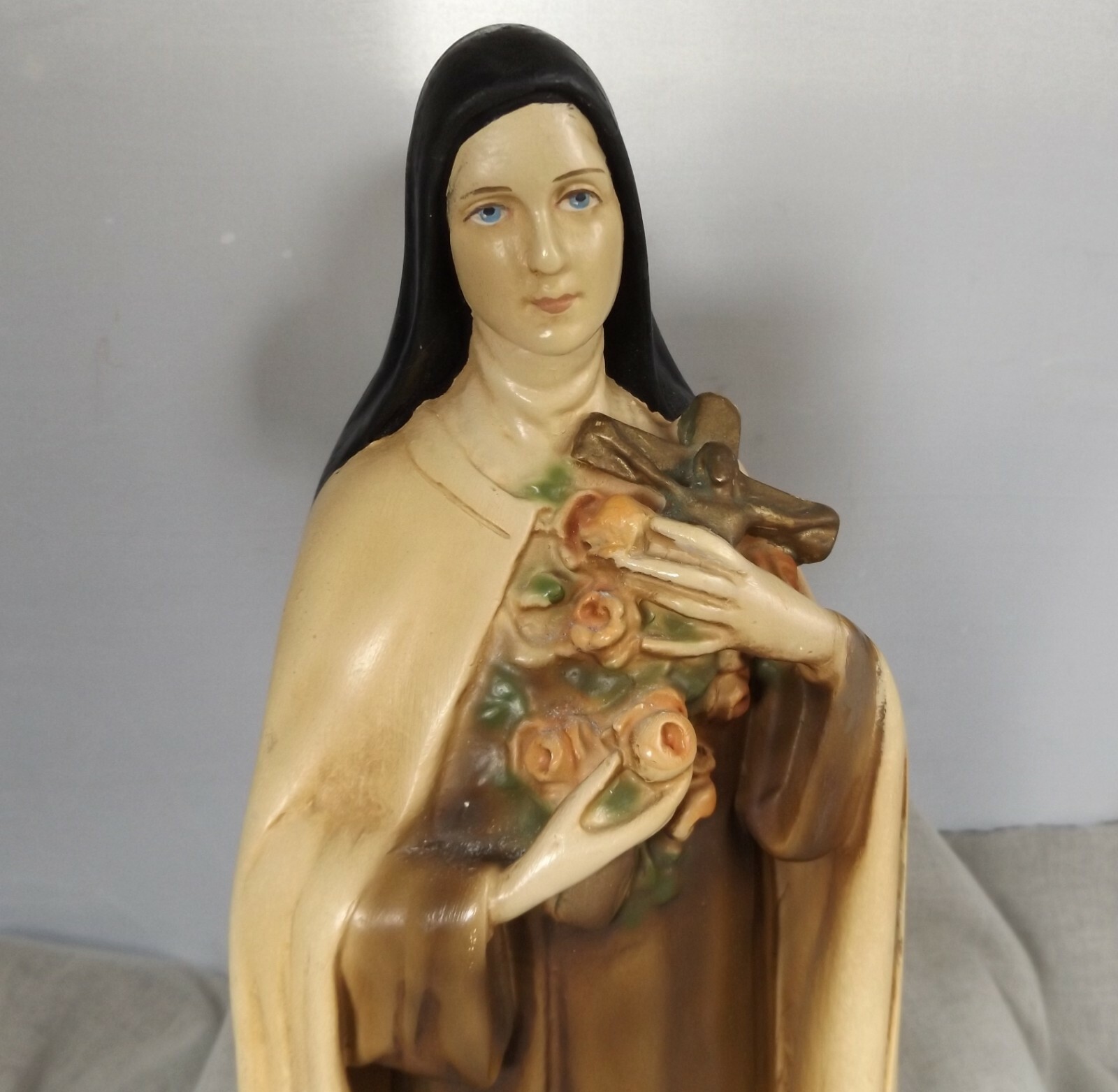 Vintage Saint St. Therese Little Flower Plaster Chalkware 16.5