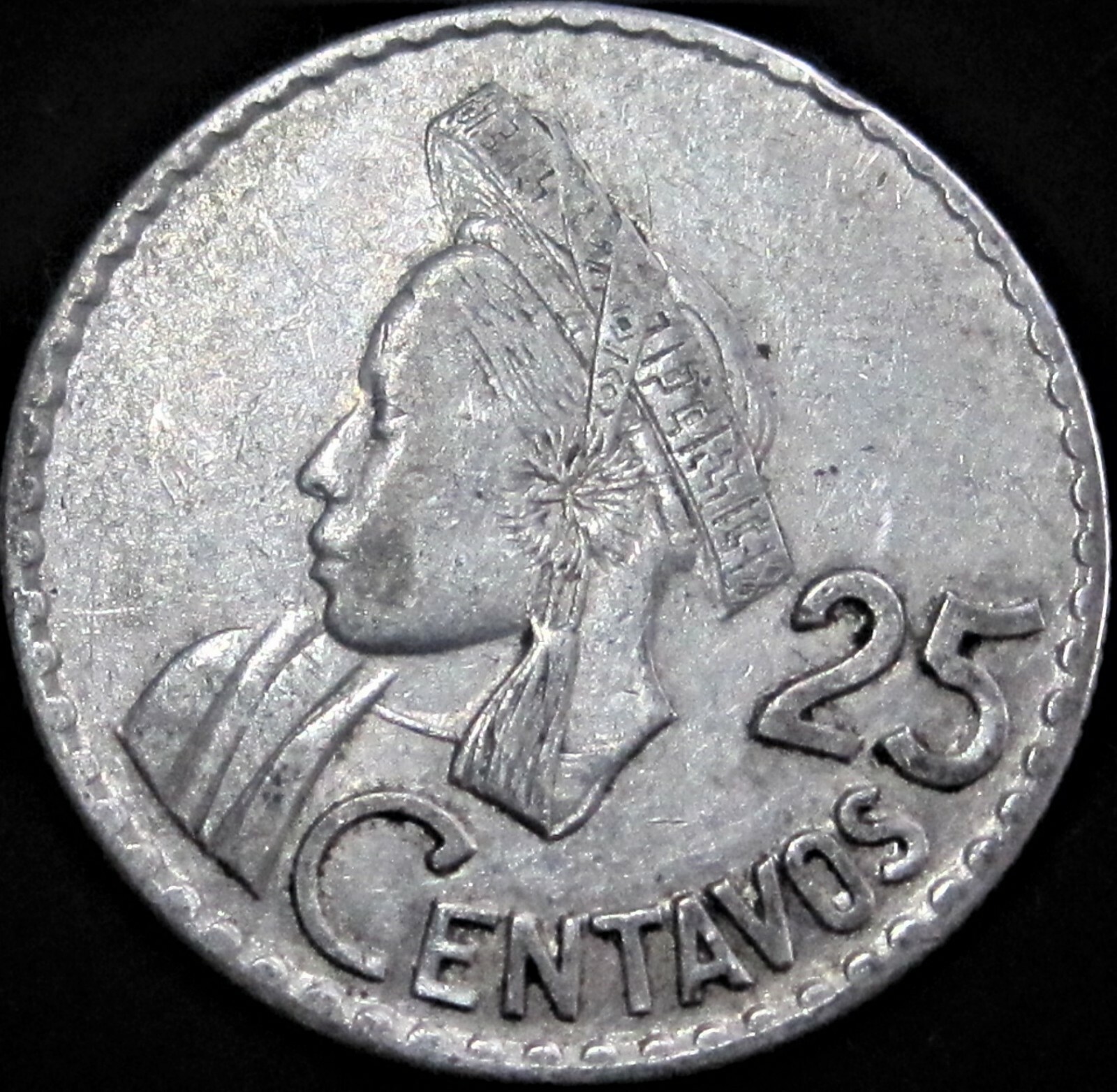 1961 Guatemala 25 Centavos, KM#263 - Silver Coin