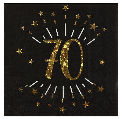 70th Birthday Party Napkins Luxury Gold Sparkle Finish Age 70 Serviettes x 10
