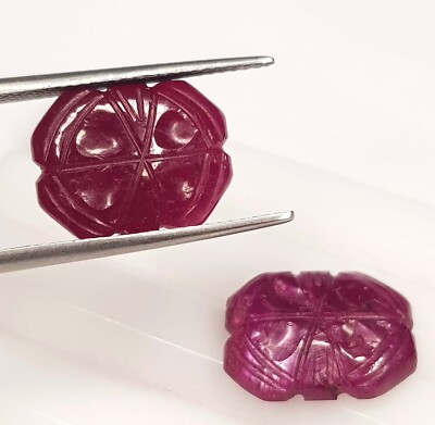 12.25 Ct Natural Mozambique Ruby Handmade Curved Cushion Shape Pair Gemstone