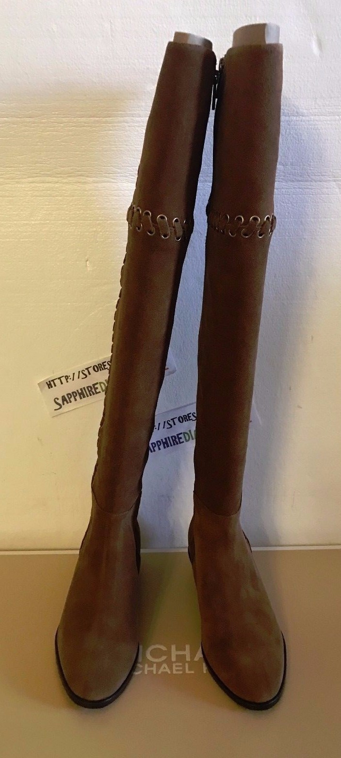 Pre-owned Michael Kors Michael  Malin Over The Knee Boots Dark Caramel Suede 5.5m $395.00 In Brown