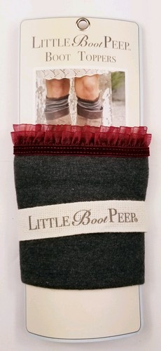 NWT Little Boot Peep Boot Toppers Women's Layering Gray Maroon Lace One Size