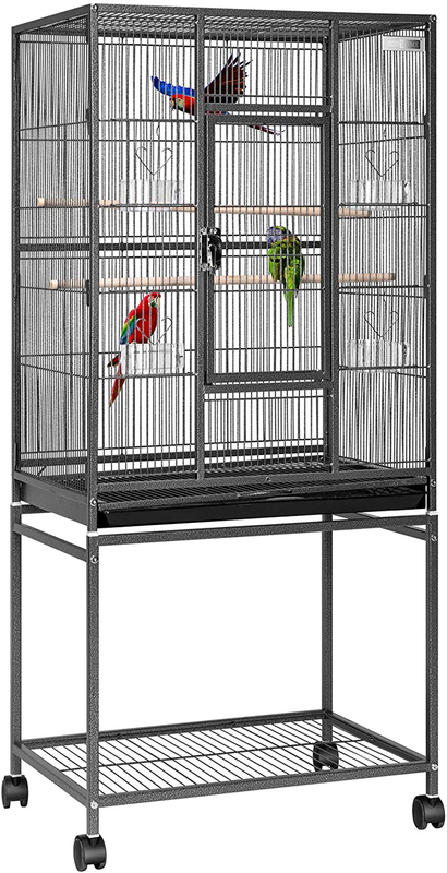NEW! 54" Wrought Iron Large Bird Flight Cage w/Rolling Stand for African Grey