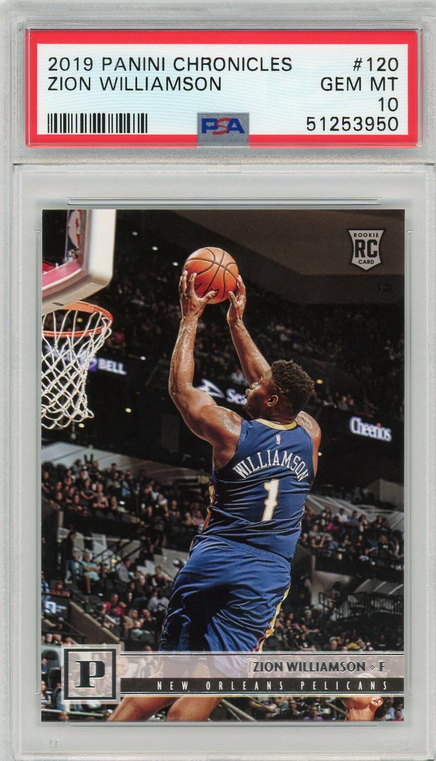 2019 PANINI CHRONICLES ZION WILLIAMSON ROOKIE CARD #120 ***GEM MINT PSA 10***. rookie card picture