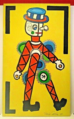 2005 LARGE Listed PAOLO CORVINO Sd ORIGINAL O/C ABSTRACT 'MACHINE MAN' MODERNIST