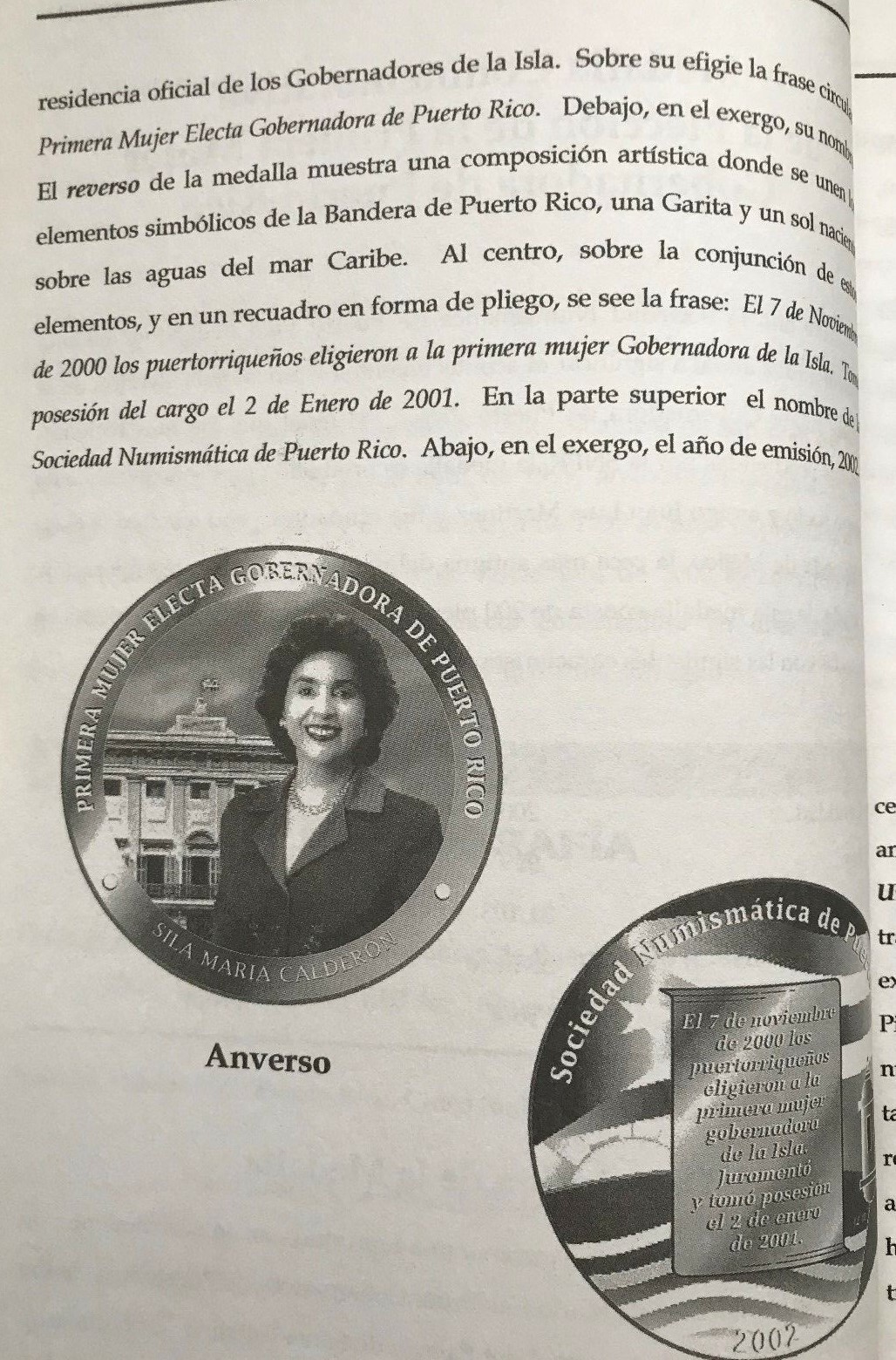 Puerto Rico 2002 Medalla SNPR Gobernadora Sila Calderon, oro 