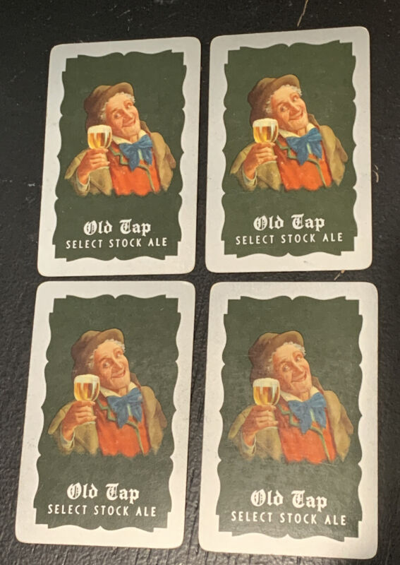 4 Old Tap Beer Playing Swap Card Old Man Enterprise Fall River Massachusetts 40s