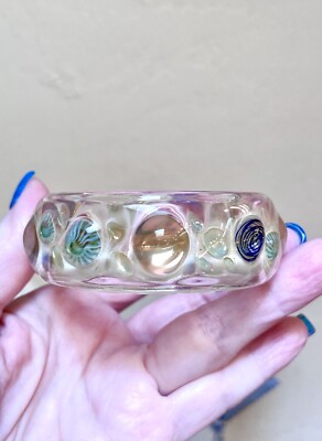 WONDERFUL Artisan Large, Dimensional Borosilicate Art Glass Bangle Bracelet