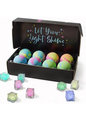 Hudson Brielle Collection Light Up Bath Bomb Set For Kids-8pcs Bubble Bath Fizzy