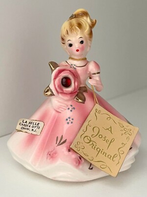 Vintage 1950 s Josef Originals January Girl with Red Garnet Birthstone & Tags