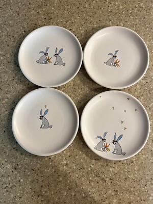 Magenta Jack's Carrots 6'' Plates with Bunnies Bunny Rabbits Rae Dunn
