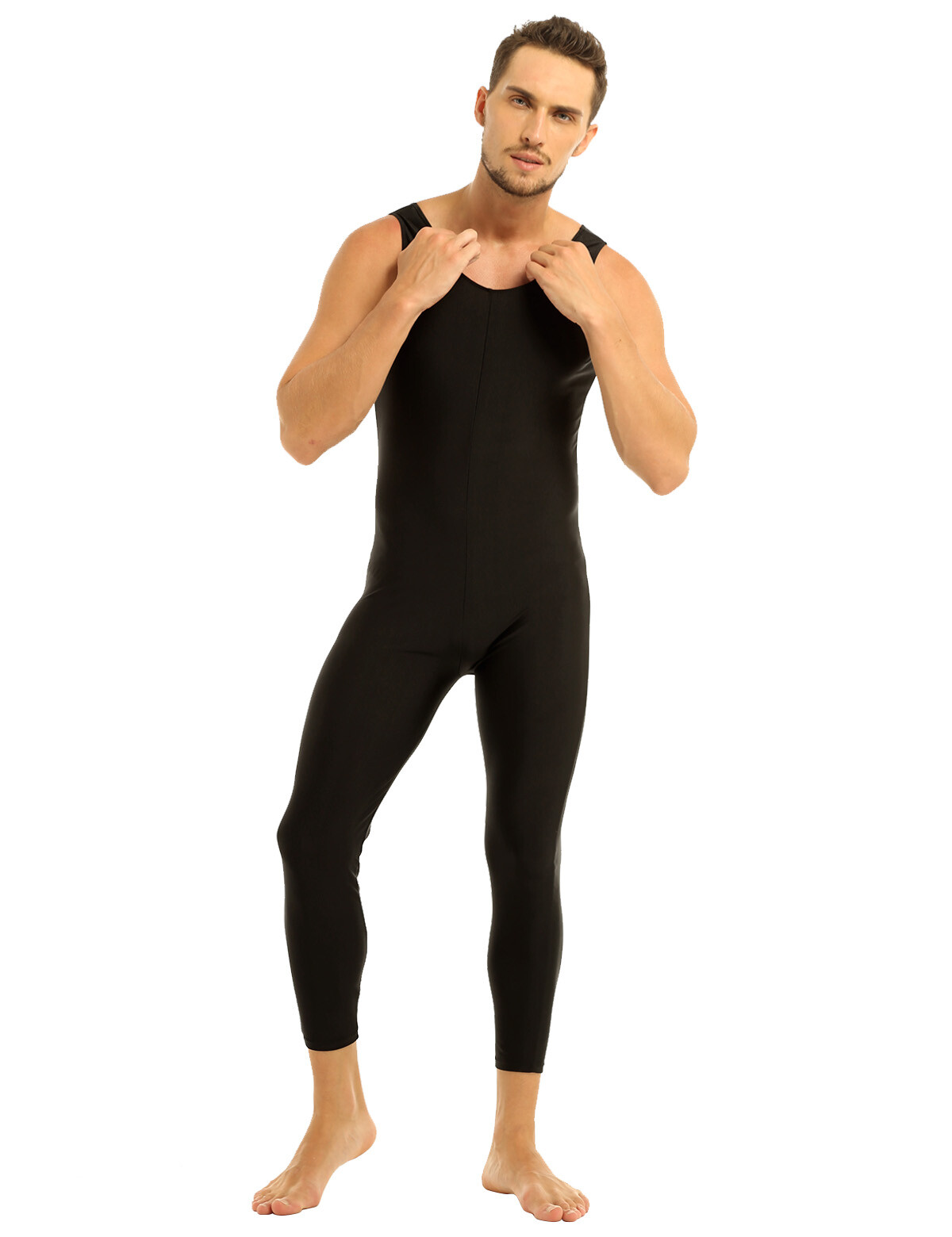 Men's Spandex Full Body SkinTight Tank Unitards Bodysuit Catsuit Dance
