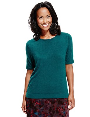 fa m ou s store short sleeve cashmilon round neck sweater