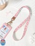 Knagsfa Lanyards for ID Badges, Cute Lanyard for Keys with Metal Hook Long Neck Keychain Strap for Women, Pink Strawberry Flower