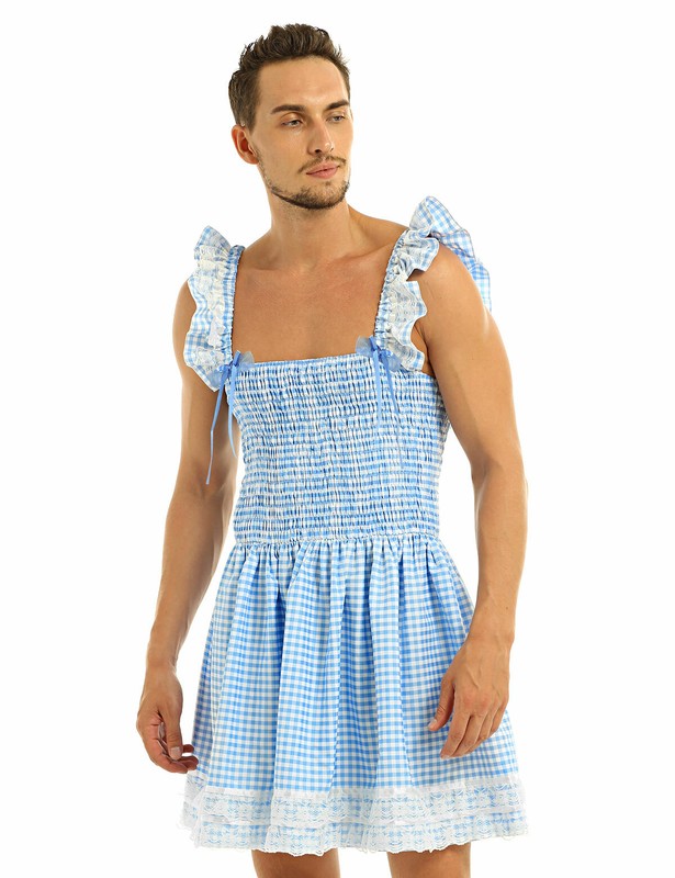 Men Baby Sissy Frilly Dress Gingham Crossdress Cosplay Fancy Costume Nightwear eBay