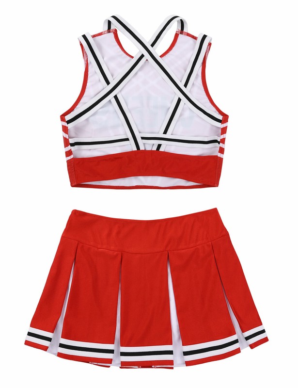 Women's Cheerleader Costume Sexy Cheer Cosplay Fancy Dress Crop Top