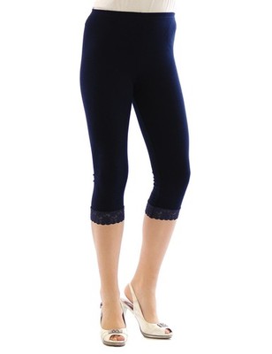Leggings Capri 3/4 In Cotone Con Pizzo Pilates Festa Sport Yoga YESET