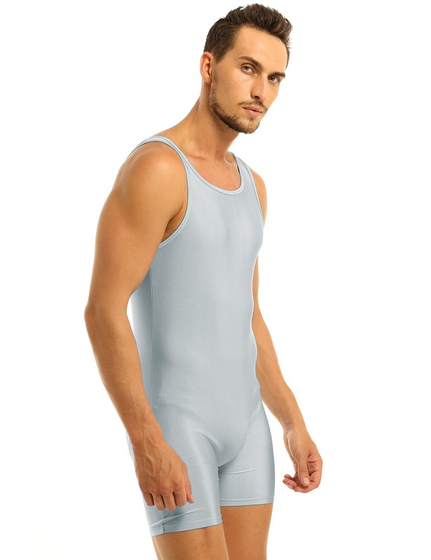 Mens One Piece Sport Fitness Tank Unitard Bodysuit Leotard Biketard