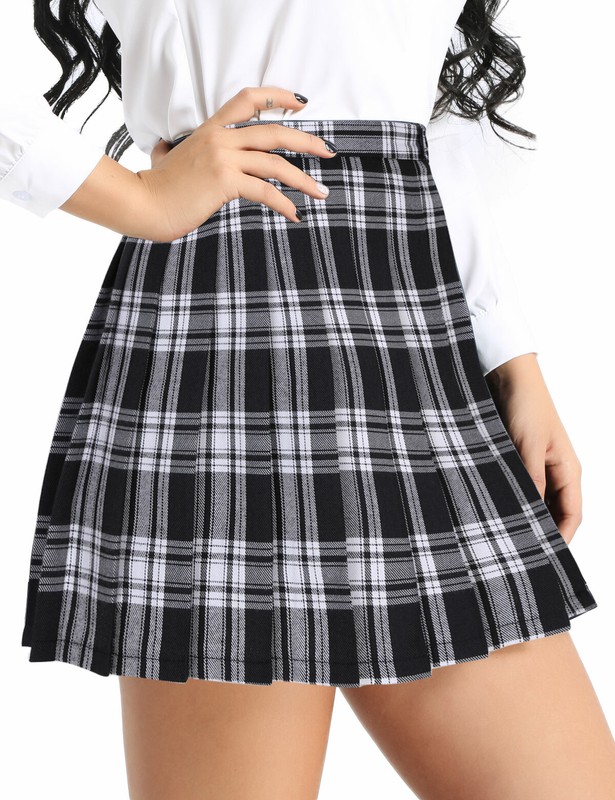 Plus Size Womens School Girl Skirt Plaid School Uniform Skirts Fancy