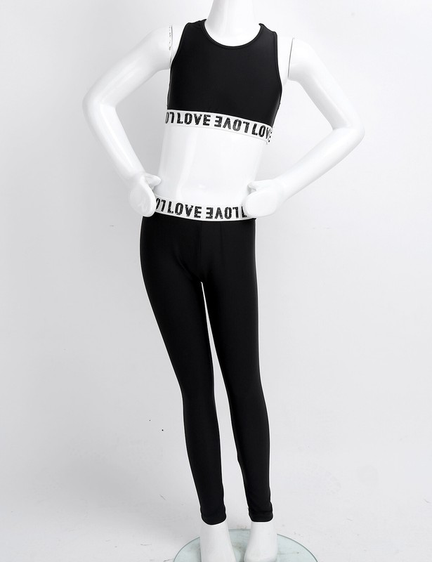 Kids Girls Ballet Dance Tanks Crop Top +Leggings Gymnastics Yoga