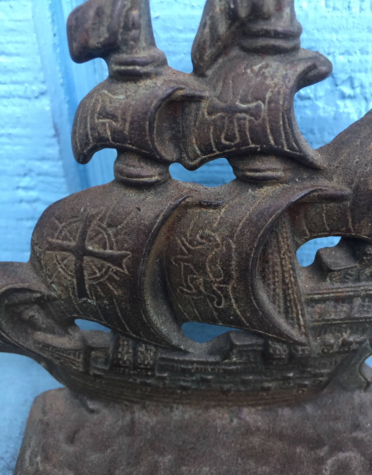 Antique Cast Iron Bookends Galleon Pirate SHIP 1920's Art Deco