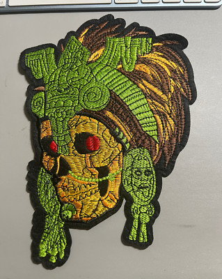 Aztec or Mayan Micrtlantecuitli Warrior Patch, Large, 9'', iron on patches, #24