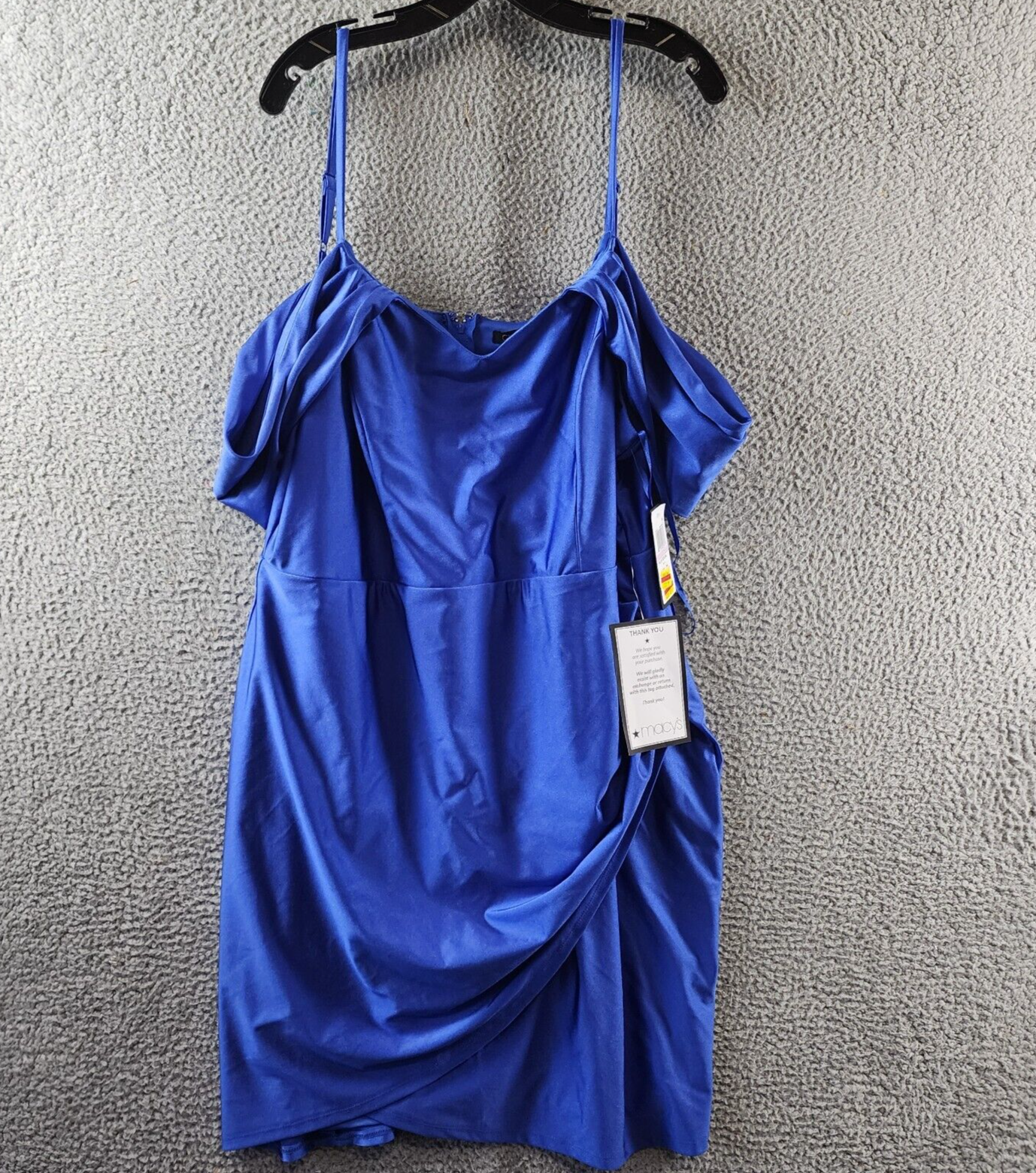 City Studio Trendy Plus Size Cold-Shoulder Satin Bodycon Dress 22W Bright Royal~ - Picture 2 of 13