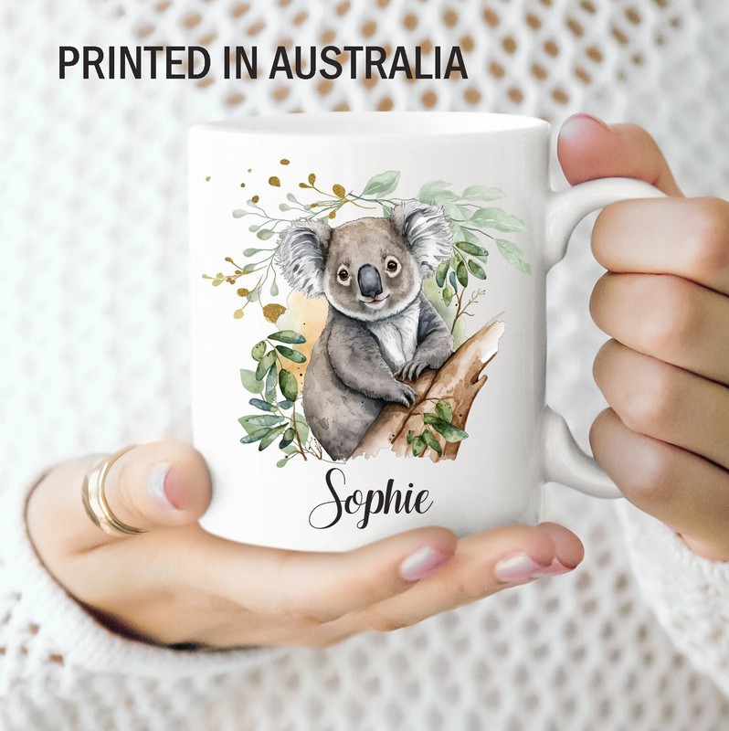 Personalised Name Aussie Koala Coffee Animal Mug  Adult, Female