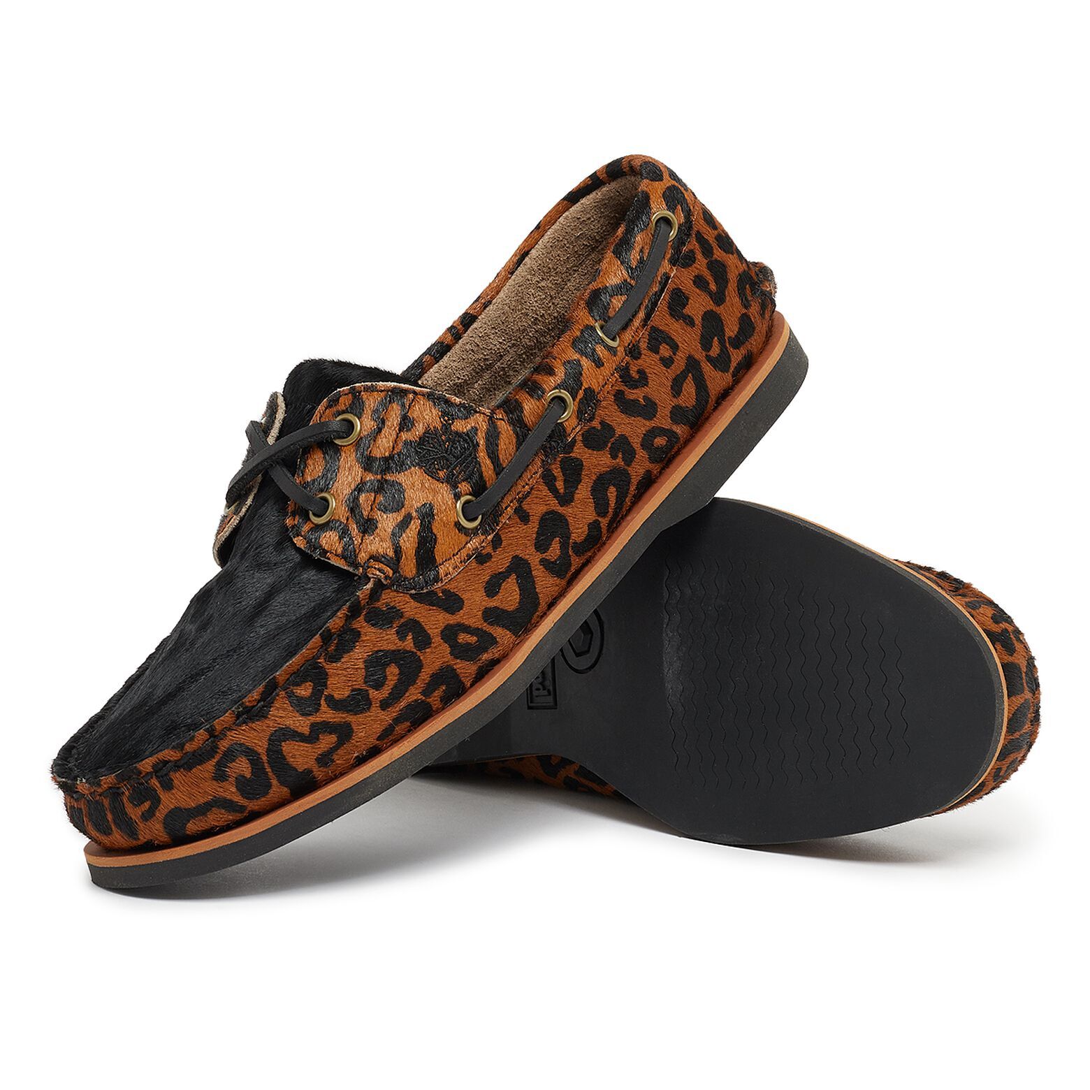 TIMBERLAND MEN'S CLASSIC BOAT SHOE BRN LEOPARD LEATHER A5YYB