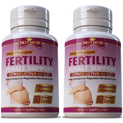 2X NATURAL  AID INCREASE FEMALE FERTILITY SUPPORT OVULATION CONCEPTION 120 PILLS