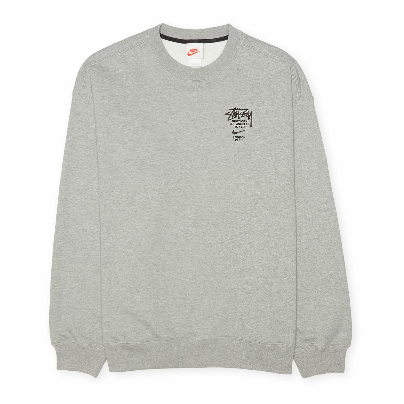 Nike x Stussy International Crewneck Fleece Sweatshirt, Size Nike x Stussy International Crewneck Fleece Sweatshirt, Size