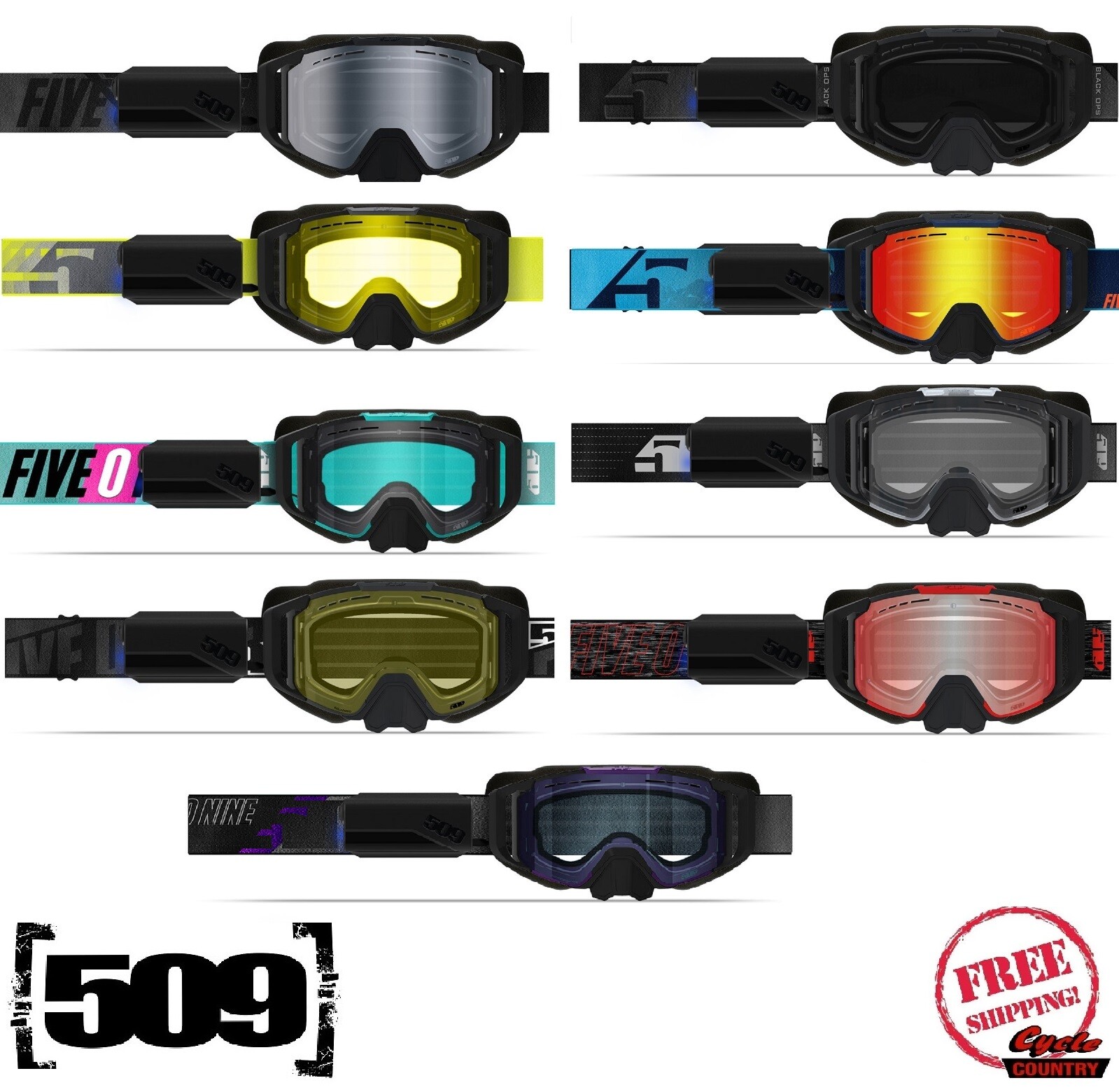 509 SINISTER XL6 IGNITE HEATED GOGGLE SNOWBOARD SKI SNOWMOBILE ANTIFOG