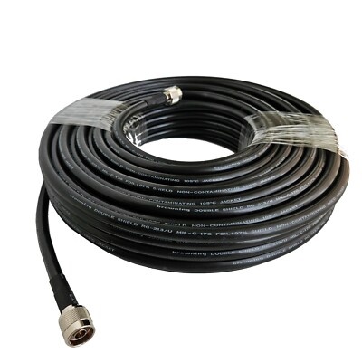 100' Coax Cable Assembly Jumper Double Shield RG213 UHF PL259 N Male Connectors
