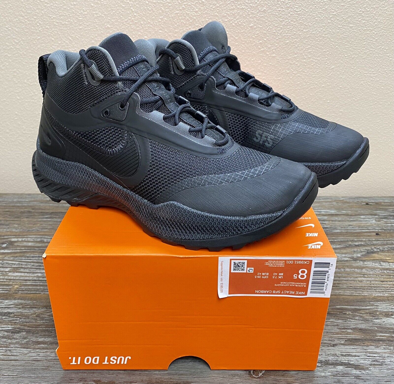 Nike React SFB Carbon Mid Black Hike Trail Boots CK9951-001 Nike React SFB Carbon Mid Black Hike Trail Boots CK9951-001