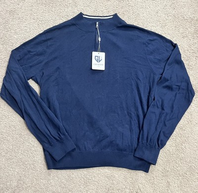 Graham Luxe Fade 1/4 Zip Sweater GL31022 Blue Depths Men s XL NWT!