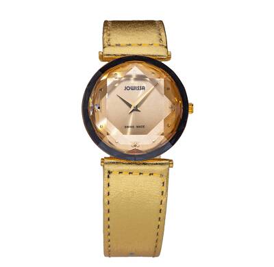 Jowissa Damenuhr Cubic Zirkonia Lederarmband gold J6.022.M
