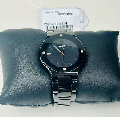 Bulova Modern Millennia Diamond Black Mother of Pearl 98R293 Ceramic Watch NWT