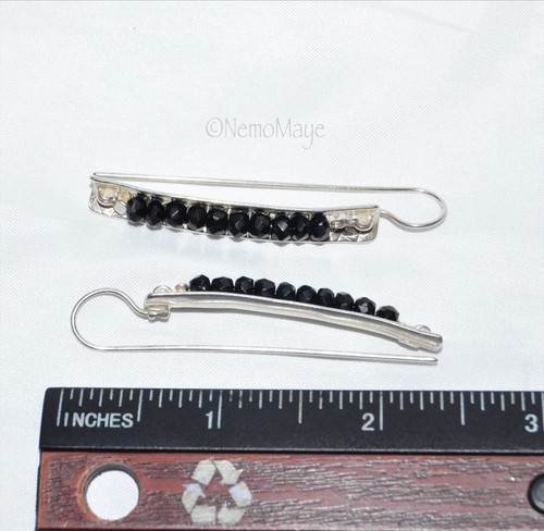Silpada W1198 Sterling Silver Faceted Black Tourmaline Bead Threader Earrings