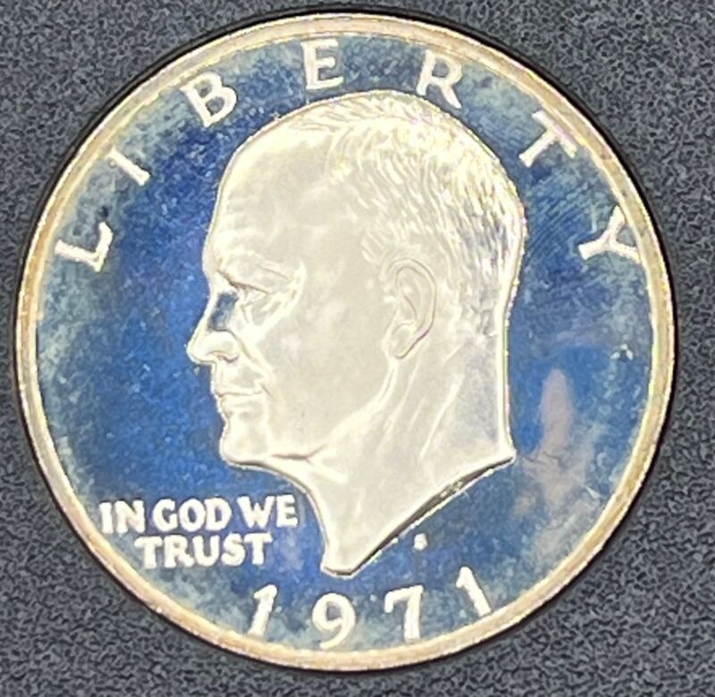 1971-S 40% SILVER PROOF EISENHOWER DOLLAR COIN TAKEN FROM BROWN BOX PLASTIC