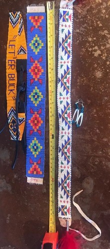 Indian Beaded Loom Pieces Choker Let’er Buck Hatband Lot