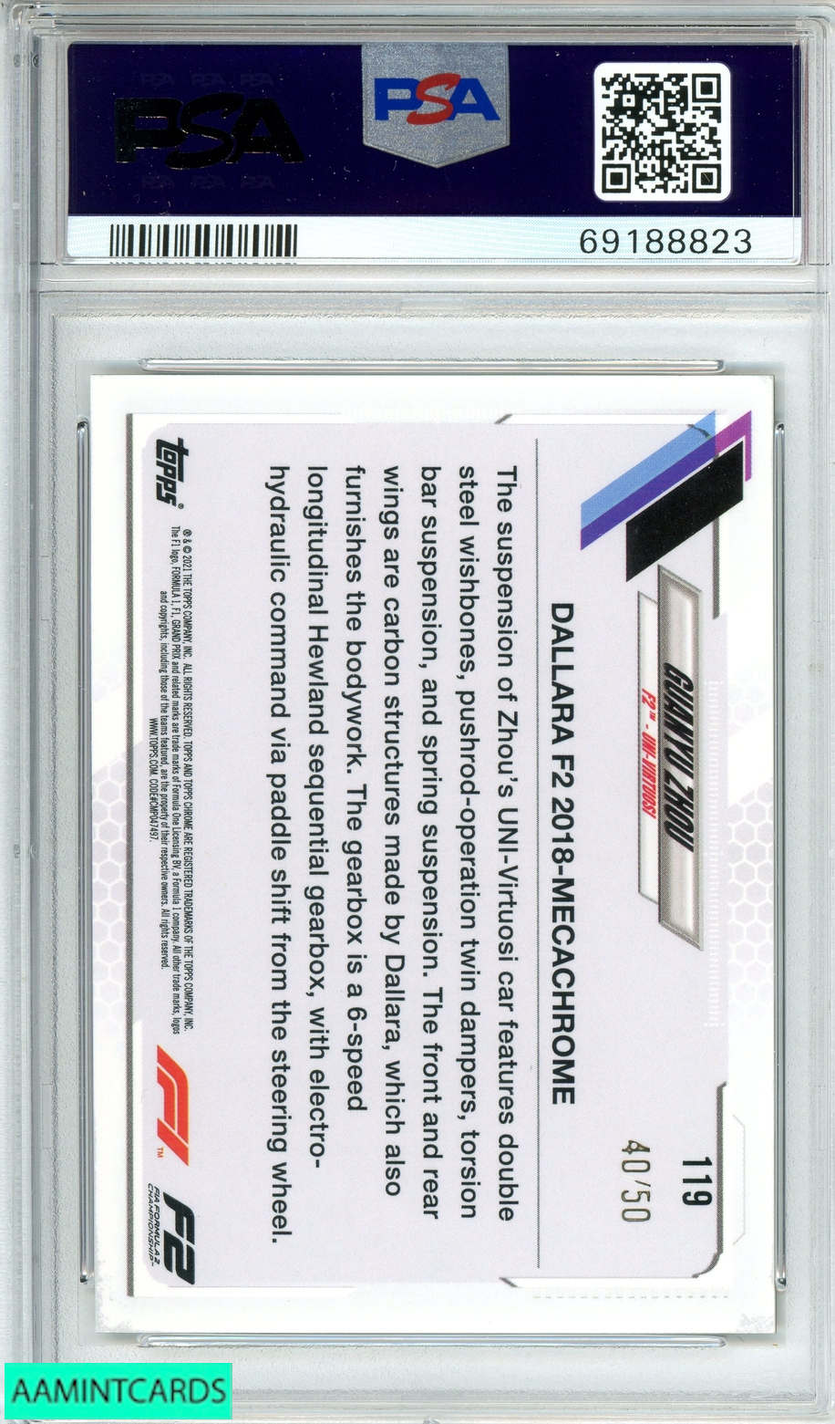 ホウオウlegend 2021 TOPPS CHROME F1 GUANYU ZHOU #119 GOLD WAVE REF 40 OF 50