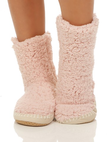 Damen Hüttensocken Kuschelsocken Hausschuhe Strümpfe Teddyfell ABS Sohle CL 091 – Bild 6