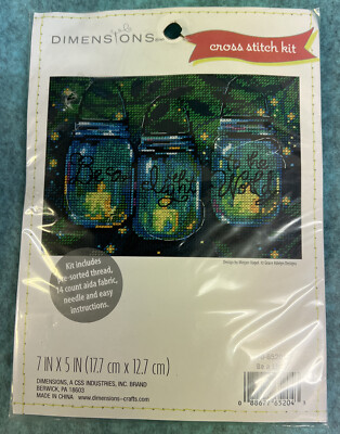 Dimensions Cross Stitch Kit Mason Jars Be A Light To The World 7 x5  New Sealed
